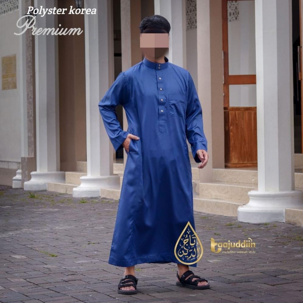 value pack jubah gamis pria dewasa polyster korea style saudi import kancing premium exclusive polye