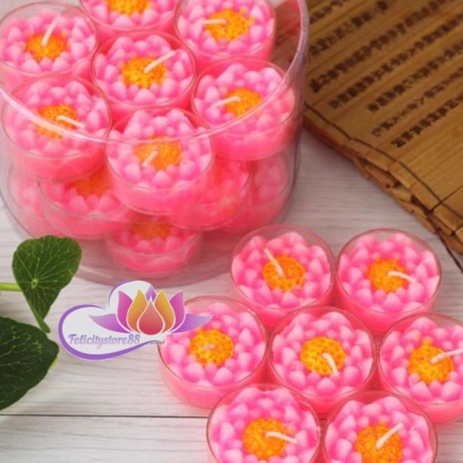 Lilin Sembahyang Teratai Pink Isi 28Pcs Lilin Teratai Sembahyang