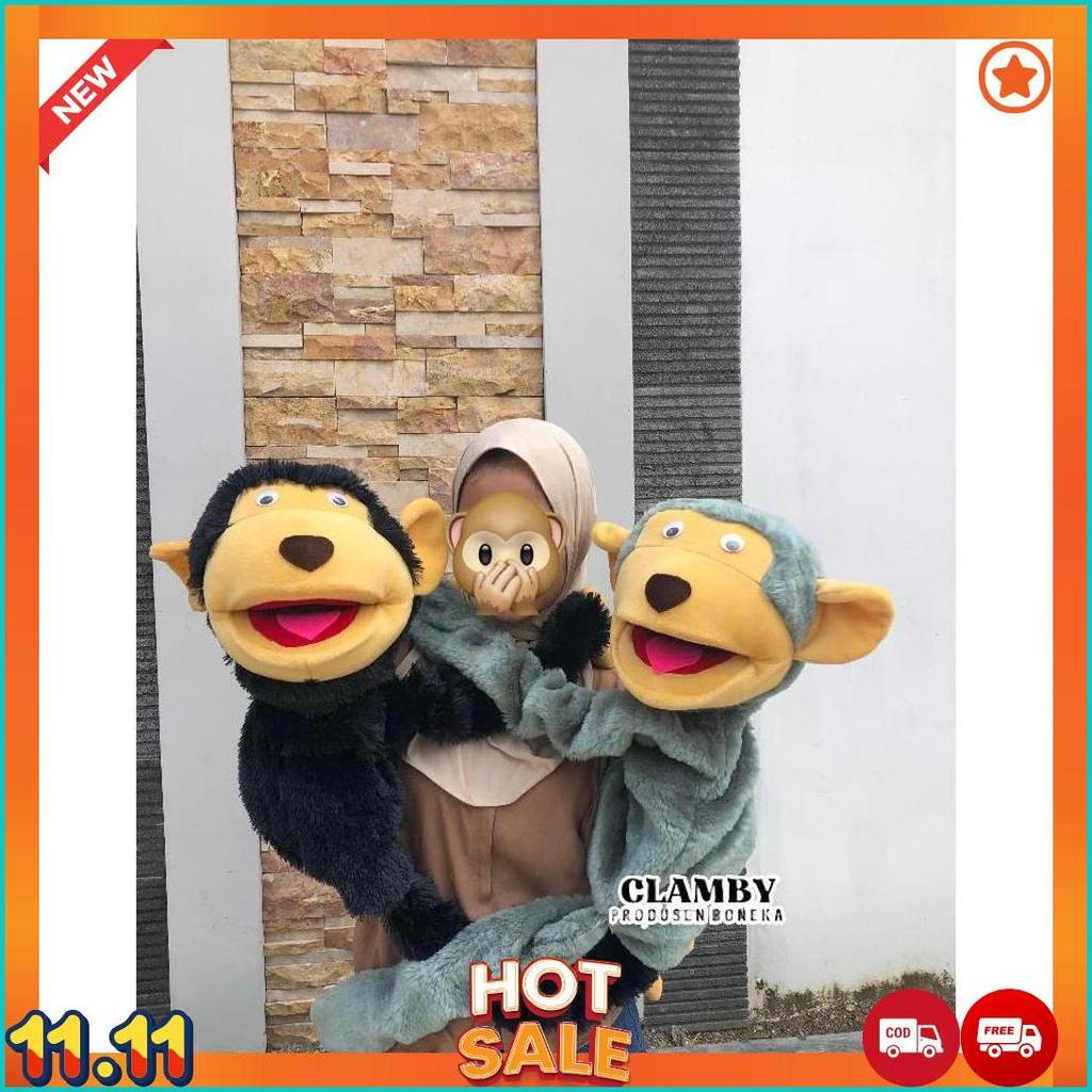 Boneka Dongeng Monyet Jumbo Hand Muppet Ventriloquist  Monyet Boneka Edukasi 1 Meter [J6]