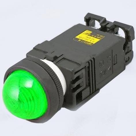 PILOT LAMP FUJI DOME DR 22 DOL M3G TRAFO, LED 220VAC 22 MM GREEN GMP27