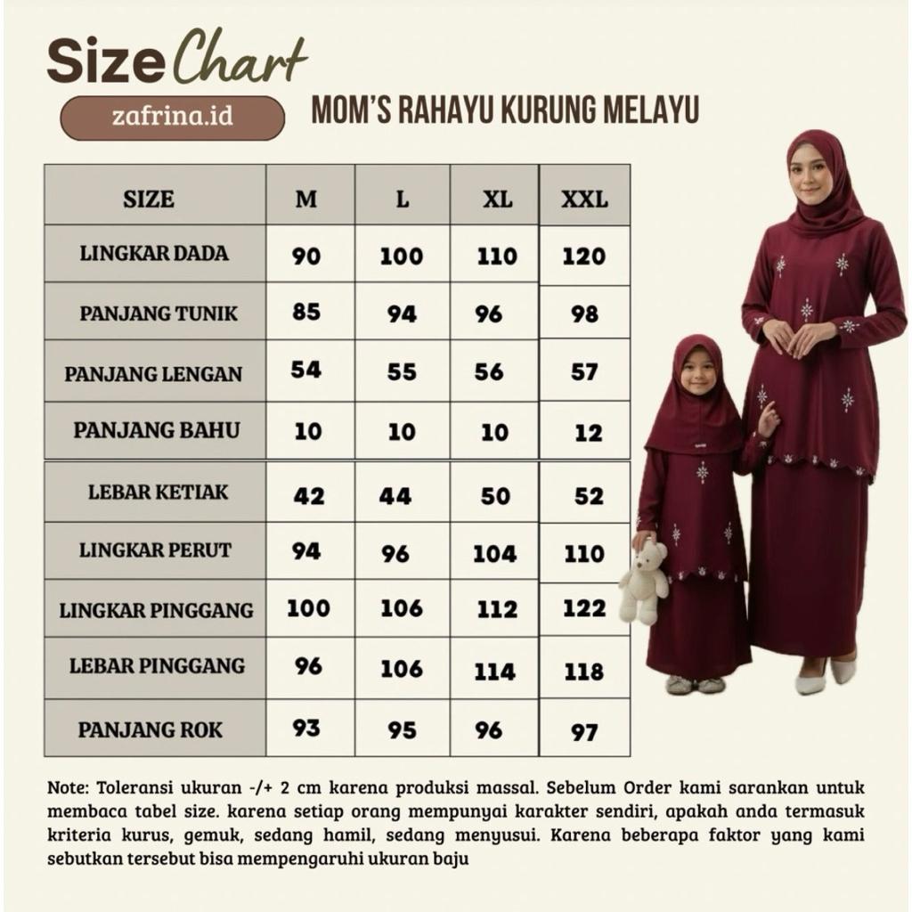 Zafrina - Rahayu Set Kurung Melayu Mom & Kids / Set Kurung Melayu Couple Ibu Dan Anak