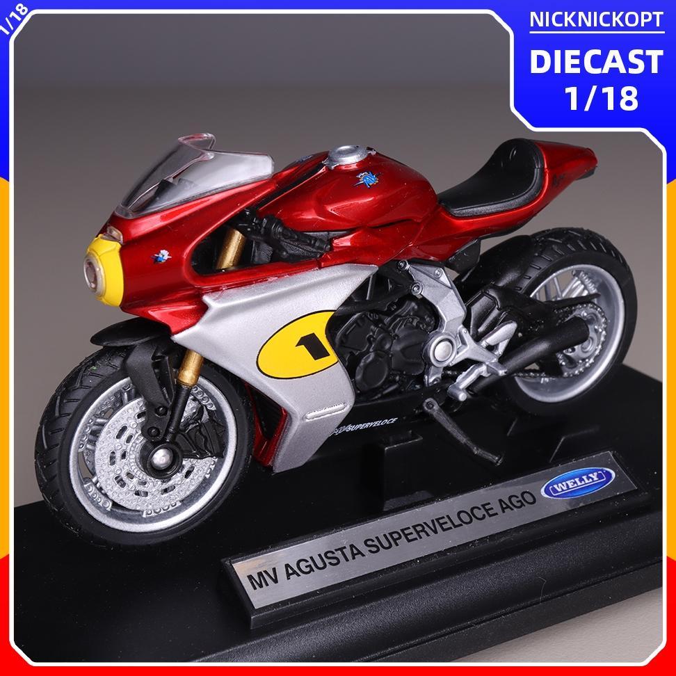 Welly 1:18 MV Agusta Superveloce Ago Red Skala Diecast Mainan Koleksi Miniatur Motor
