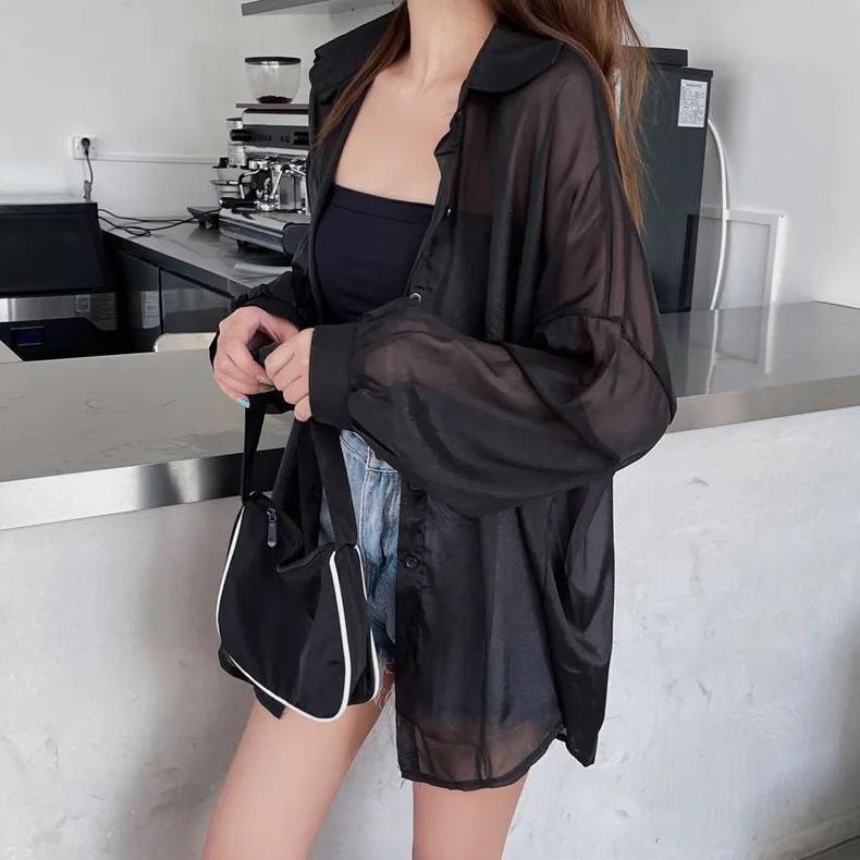 beststore_id96 - Kemeja Korean Transparan / Kemeja Oversized / Transparan Kemeja OOTD / XXL Kemeja /