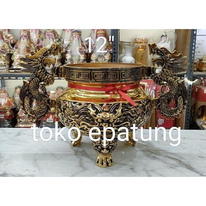 hiolo / hio lo sembhayang - kuningan - 12 inch - kuping - kaki