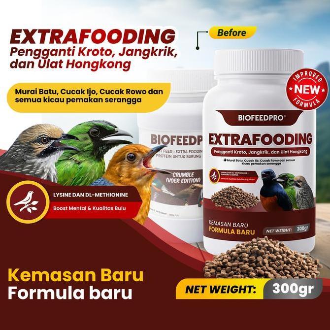 [EXTRA 20%] ExtraFooding 300gr Kicau Gacor Pengganti Kroto, Jangkrik, Ulat Hongkong | Crumble Voer V