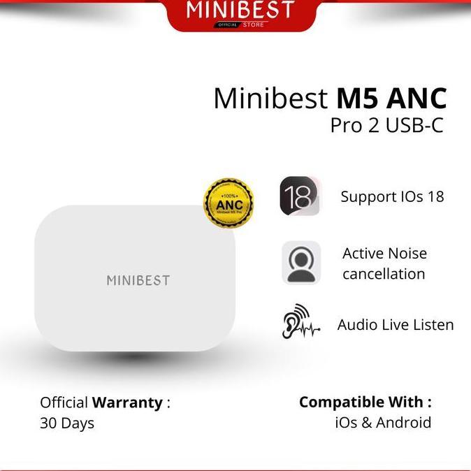 New- Minibest M5 Pro 2 Anc Wireless Charging Case Tws Bloetooth