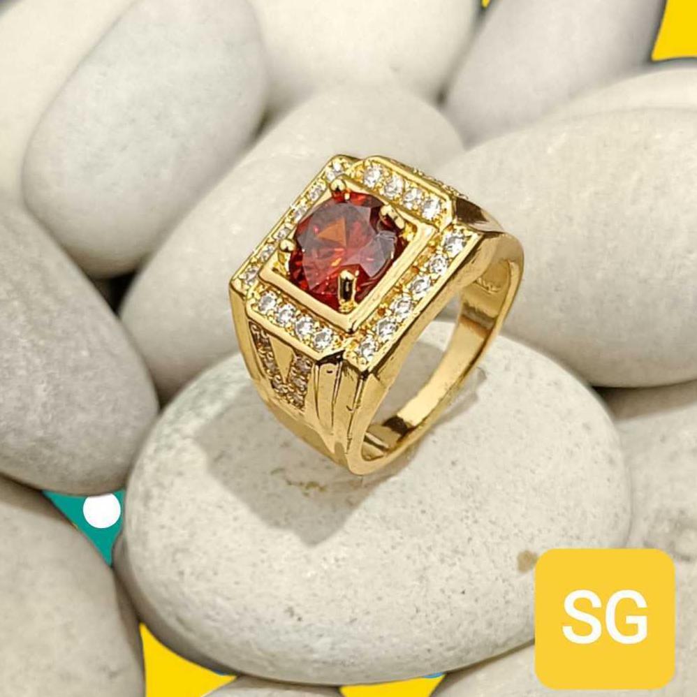 ORIGINAL cincin batu pria titanium anti karat cincin pria batu cincin titanium cincin terbaru