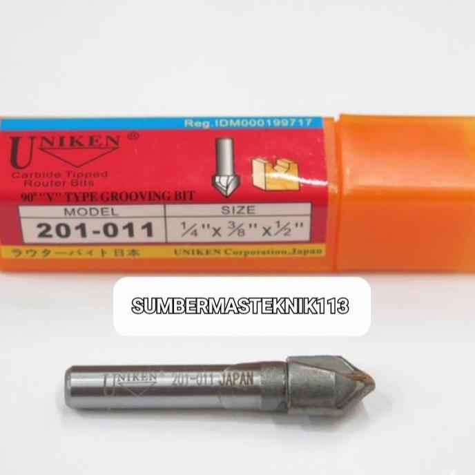 Terbaru MATA PROFIL ACP MATA ROUTER V GROOVE 10MM 1/4" x 3/8" 201-011 UNIKEN smt113 Berkualitas