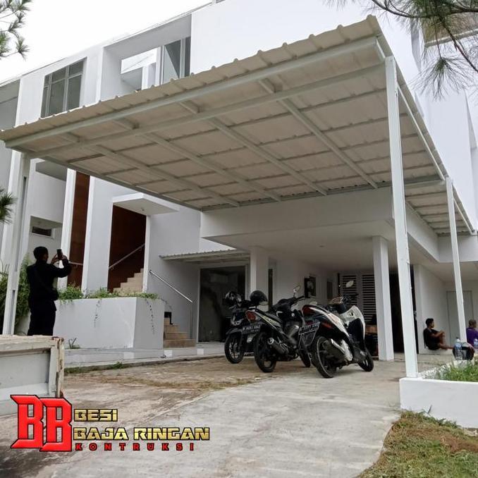 Kanopi Minimalis Alderon Rs Rangka Baja Ringan 0,75Mm Reng 0,45Mm Besi