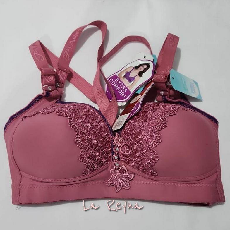 BRA BH PIAOLI 1006 Extra Comfort Tanpa Kawat Cup C Kait 3 Jumbo Rose Pink Edition