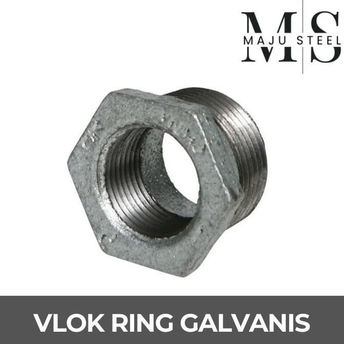 Vlok Ring Besi Galvanis 3" x 2" - Verlop Bushing Reducer Drat Inch