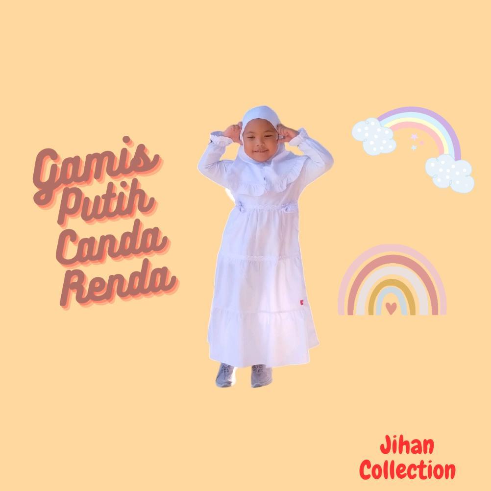 PREMIUM BAJU GAMIS PUTIH ANAK MANASIK HAJI | BAJU MUSLIM PUTIH ANAK PEREMPUAN CANDA RENDA DAN BORDIR