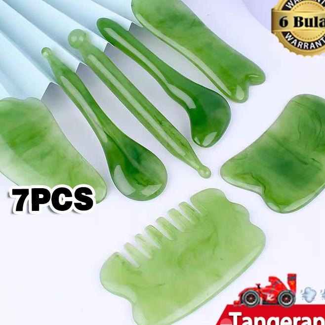 7 Pcs/Set Guasha Board Gua Sha Jade Alat Pijat Wajah Gua Sha Terapi