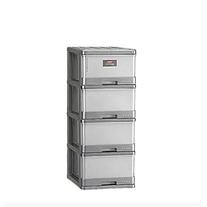 Lemari Laci Plastik Lion Star Susun 4 Excel Container M 4 XC 9 Kabinet
