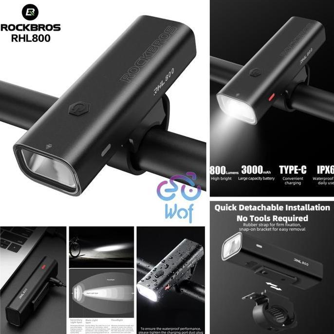 ROCKBROS RHL800 Lampu Depan Sepeda RHL 800 Bicycle Front Light 800LM
