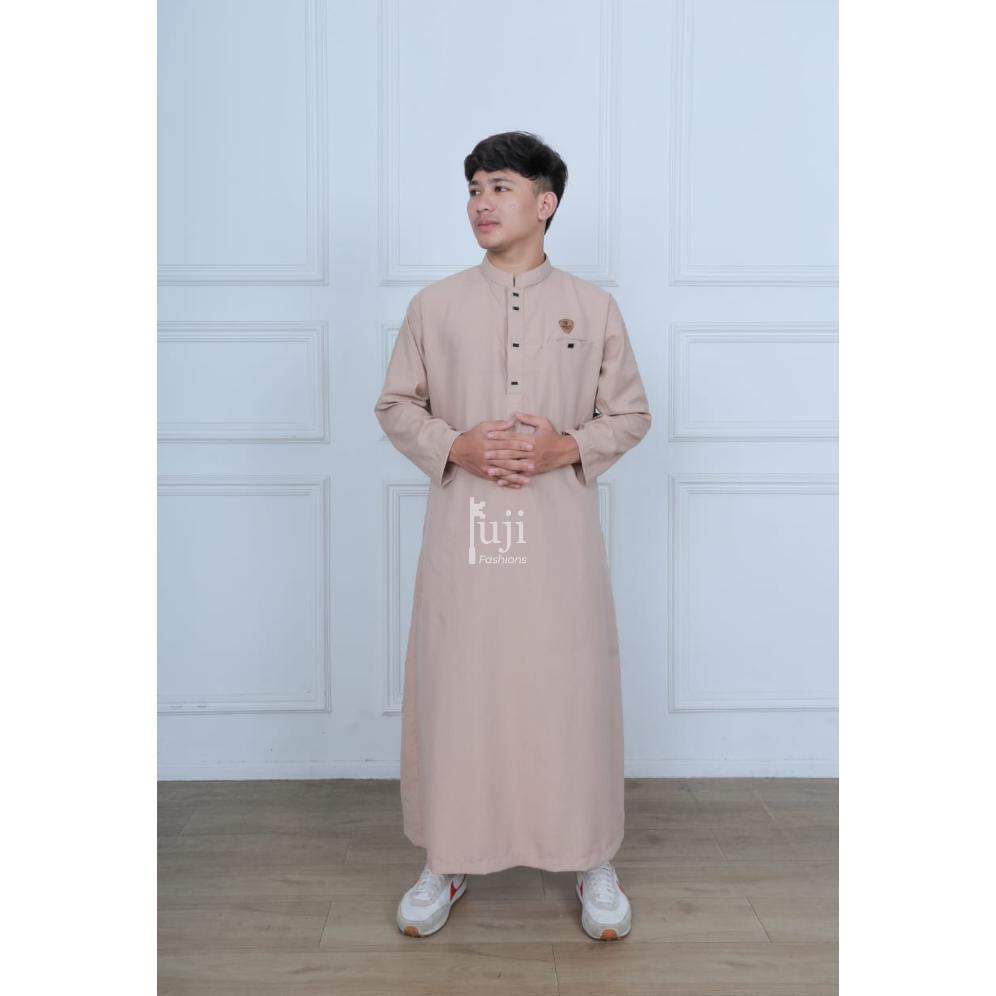 Big Promo Gamis Pria Dewasa Kancing Sultan Dubai - Jubah Saudi Putih Polos Lengan Panjang Bahan Adem
