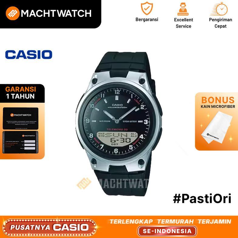 WAJIB PUNYA JAM TANGAN UNISEX ANALOG DIGITAL CASIO STANDARD AW-80-1AVDF AW-80 TELEMEMO 30 DIAL BLACK