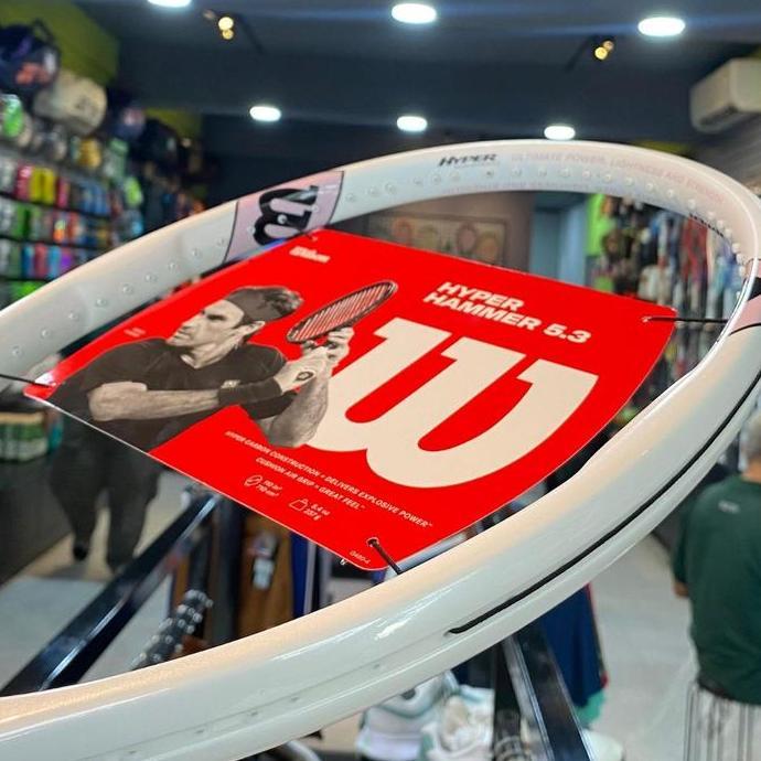 Wilson Hyper Hammer 5.3 White Pink & White Orange Tennis Racket ( Raket Tennis Wilson )