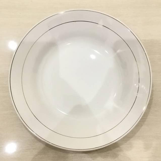 PIRING CANTIK / PIRING MAKAN SANGO 8"INCH KERAMIK/PIRING LIST COKLAT/PIRING LIST MAS