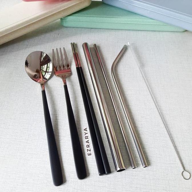 EZRARYA Sendok Garpu Sumpit Korea Set 8 in 1
