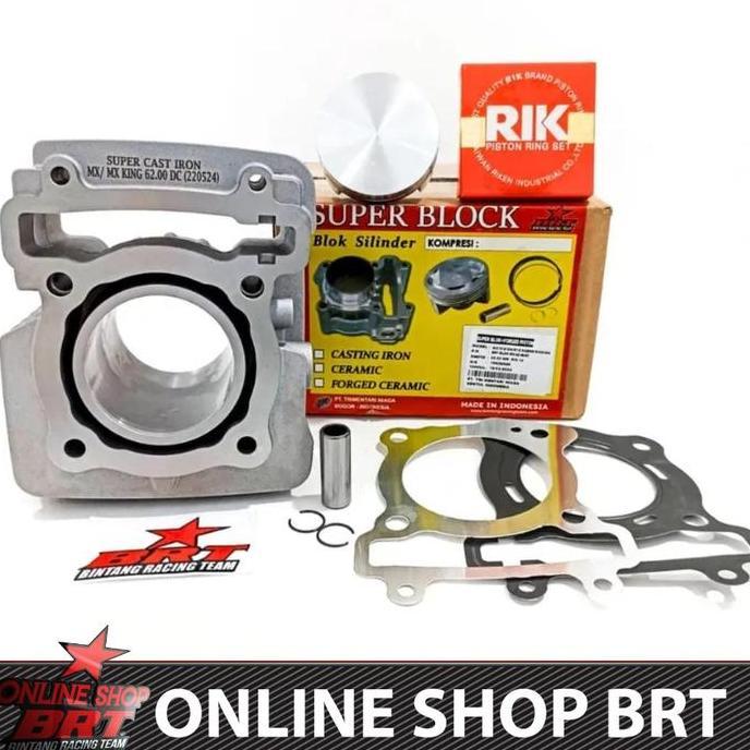 BLOK SET PISTON CAST IRON DOUBLE COOLER 57 62 BRT JUPITER MX MX KING VIXION OLD NVL NVA R15 V1 V2 XA
