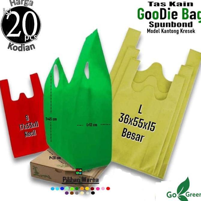 1 Kodi isi 20 Tas Kain Spunbond Goodie Bag Model Kresek Ukuran Kecil Besar / Jumbo Untuk Kantong Bel
