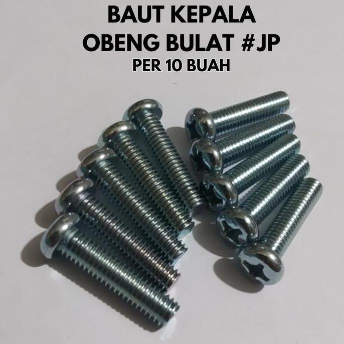 Per 10 Buah Baut Jp M 6 X 125 Mm Bolt Kepala Obeng Plus Bulat Galvanis Pengencang Elektronik Furnitu