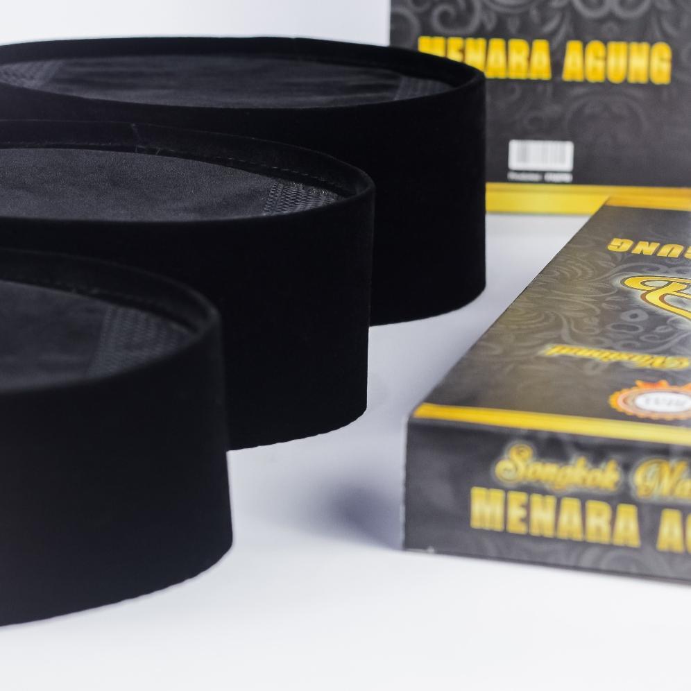 PAKET HEMAT Peci Songkok Hitam Ac Tinggi Pendek 7,8 ,9 cm Bahan Beludru Premium Ukuran Anak Dan Dewa