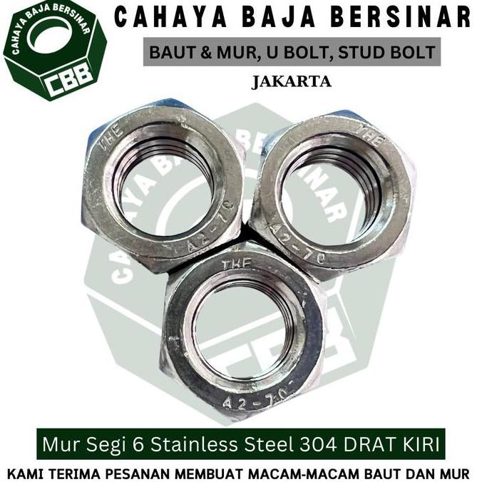 MUR SEGI 6 STAINLESS STEEL 304 M16 - 2.0 (HEX NUT) DRAT KIRI BMP27
