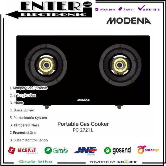 MODENA PC2721 L - KOMPOR GAS PORTABLE 2 TUNGKU MODENA PC 2721 L LM LD