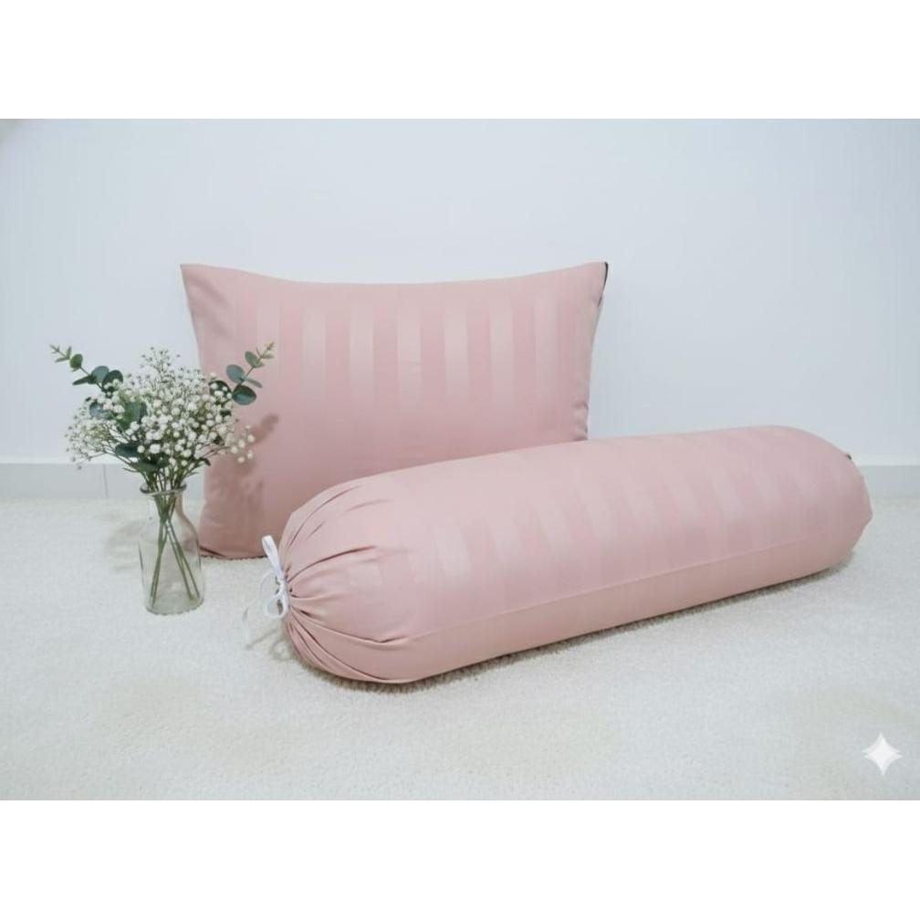 NEW satu set isi 3pcs 2 sarung bantal 1 Sarung guling motiv embos polos ukuran dewasa 6045 pake Resl