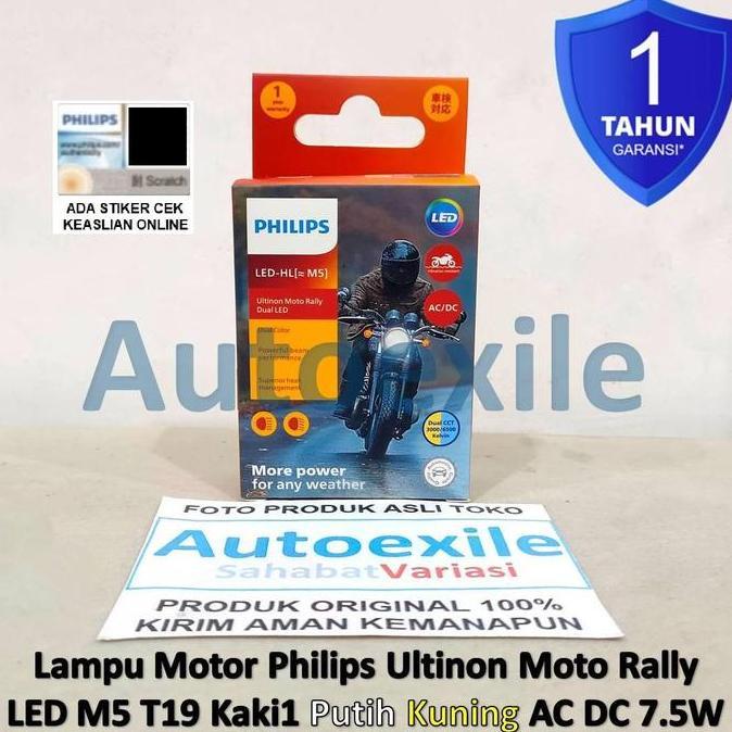 NEW Philips Ultinon Moto Rally LED HL M5 T19 H6 Kaki1 Dual CCT 2 Warna 6500K Putih 3000K Kuning AC D