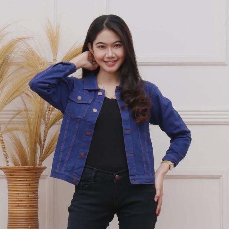 BESTPROMO ( OVERSIZE ) JAKET JEANS WANITA HITAM SNOW // JAKET JEANS WANITA BIRU SNOW // JAKET JEANS 