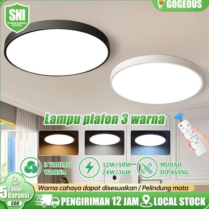 COD Lampu Plafon Minimalis 3 Warna 12W Remote Ceiling Lamp plafon rumah lampu LED
