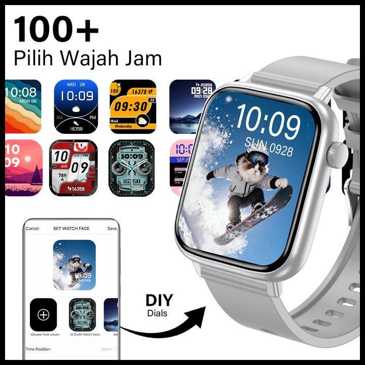 Terlaris Smartwatch Tahan Air X12 1,83 Inci Gelang Olahraga Bluetooth Bicara Musik Layar Sentuh Hd G