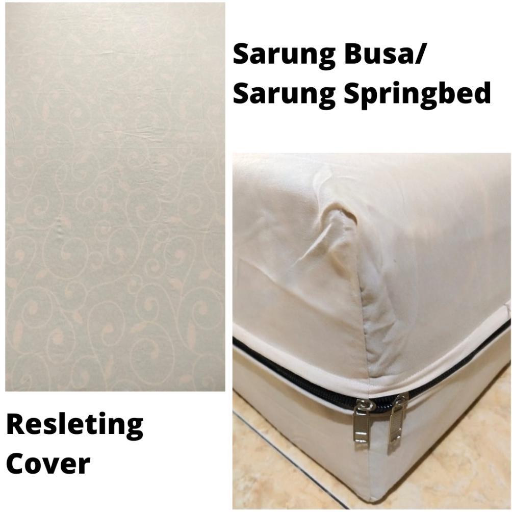 NEW Sarung Busa / Springbed Resleting Cover Motif Polos Cream Emboss Aesthetics | 90x200, 100X200, 1