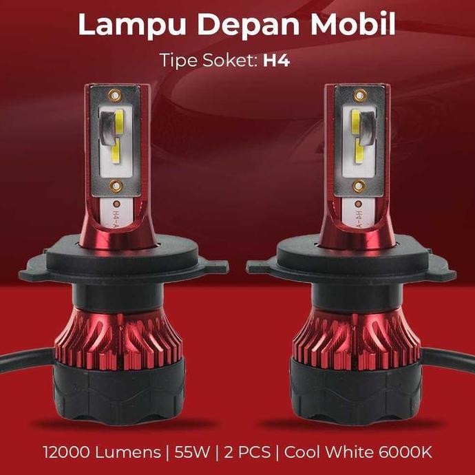 MORVENO Lampu Depan Mobil LED H4 K5 ZES Chip - 12000 Lumens 55W | Super Terang & Anti Silau