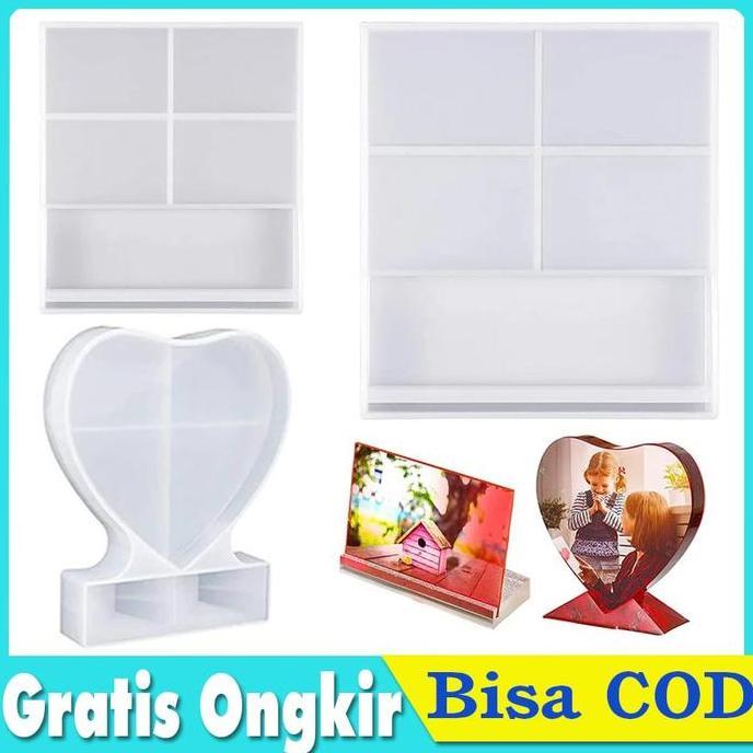 SWALLOWTAIL Cetakan Resin Frame Bingkai Foto Bentuk Hati DIY Handmade Silicone Mold Silikon