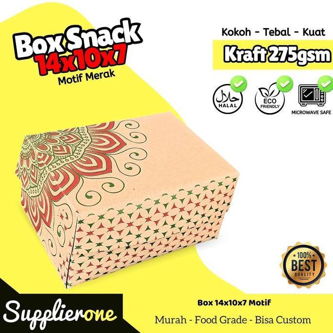 Baru- Dus Snack 14X10X7 Motif Isi 50 / Dus Kue / Box Fried Chiken / Dus Kemasan