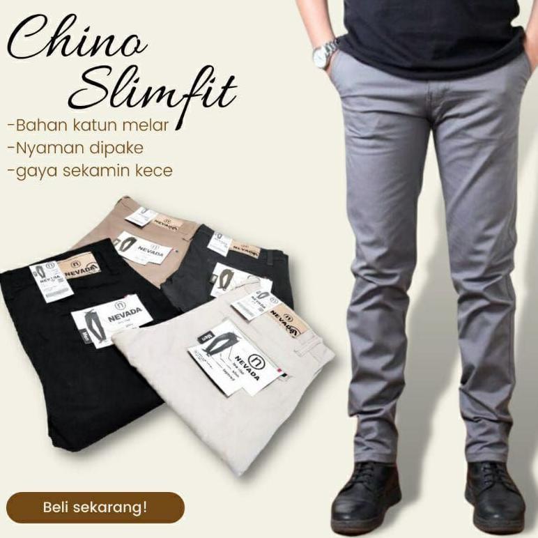 CUCI GUDANG 010 NEVADA- celana chinos panjang pria pensil street premium distro terbaru - CNB