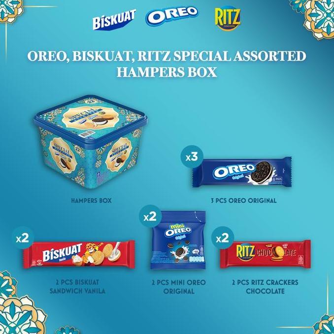 Misnah78 - Oreo, Biskuat, Ritz Special Assorted (Paket isi 9), Hampers Lebaran Parsel Gift Box untuk