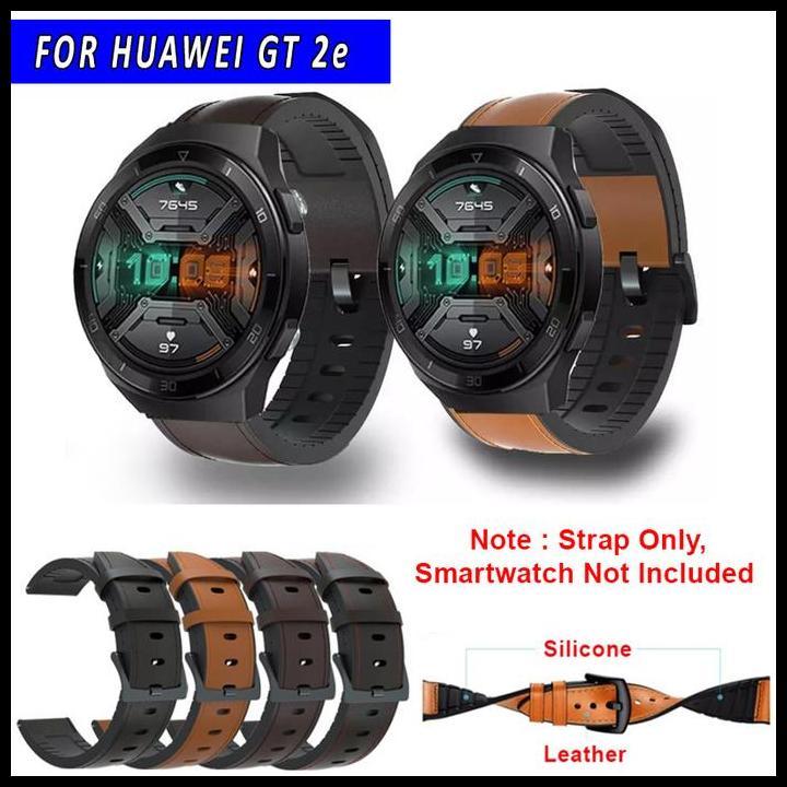 Terbaru Strap Watch Tali Jam Leather Rubber Kulit Huawei Gt2E / Gt 2E 46Mm