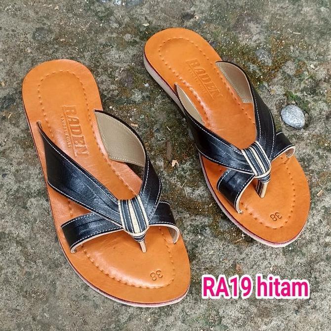 Shoes- Sandal Kulit Nita Model Jepit Tali Dasi Sol Karet Ra19 - Raden Sandal Kulit Magetan