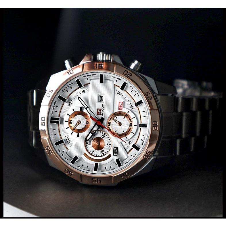 ORIGINAL VaVa Voom 216G Jam Tangan Pria Luxury Stainless Steel Quartz Cowok Original Tahan Air Watch