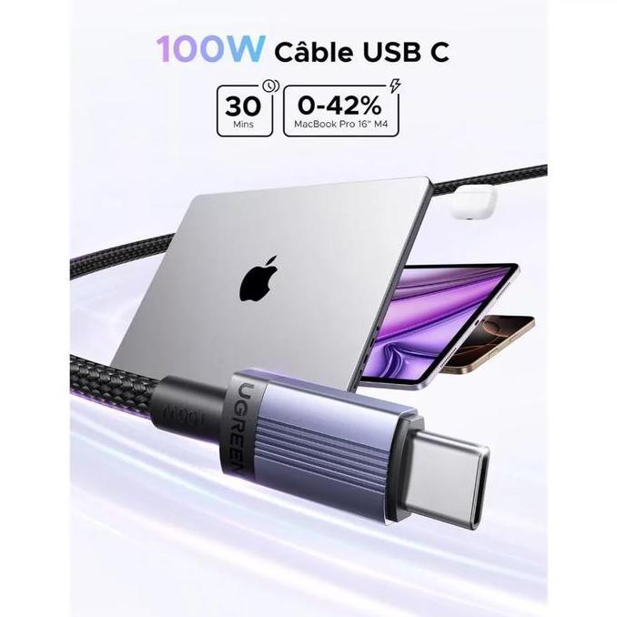 Casse- Ugreen Kabel Data Usb-C To C 240W Pps Pps2.0 Pd3.1 Fast Charging Pd Nylon Braided