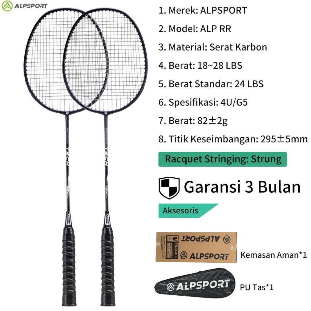 Paket Hemat Alpsport Rr 2Raket + Tas 4U G5 100% Serat Karbon Penuh Desain Asli 22-28Lbs T800 Raket B
