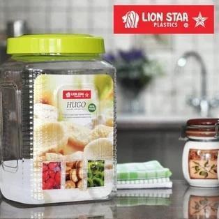 Toples Plastik Persegi 3 Liter & 4 Liter Hugo Lion Star Toples Kerupuk Kedap Udara /Toples Kerupuk L