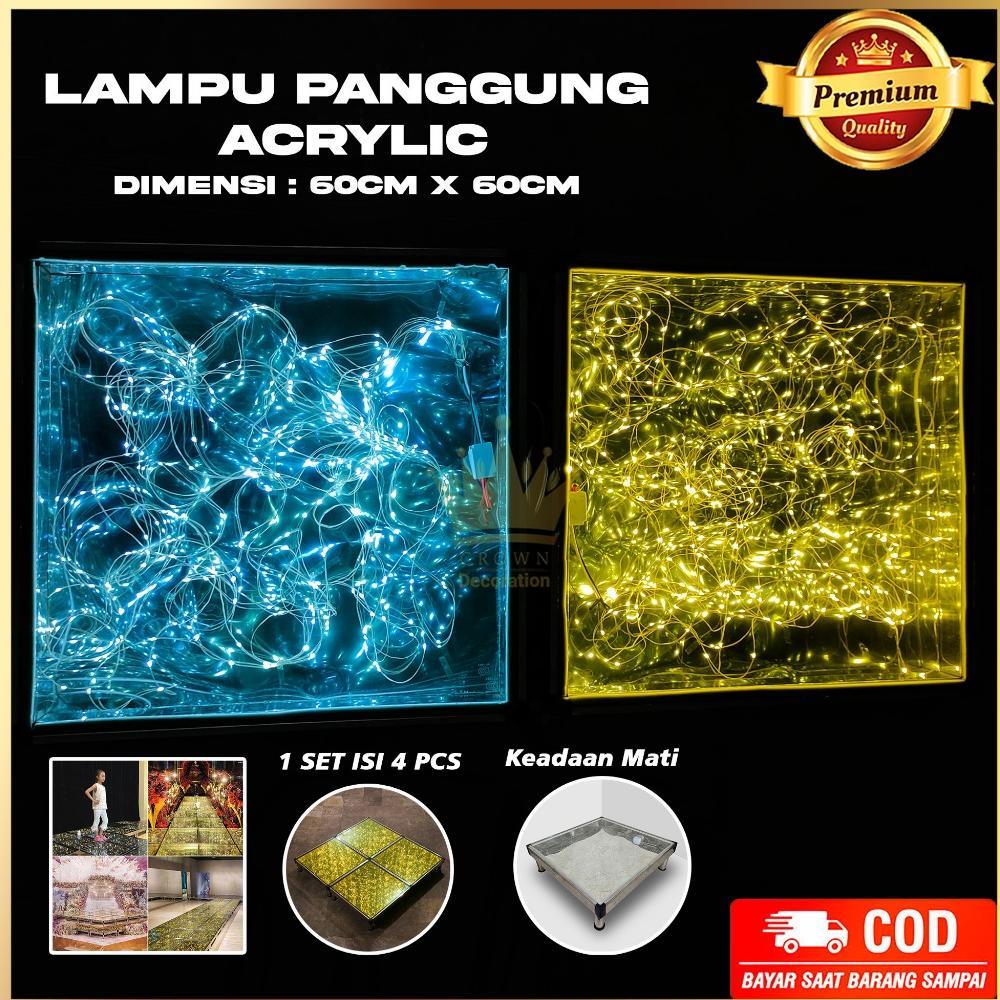 1 Set 4 Pcs Lampu Kaca Panggung Akrilik Lantai Kaca Tempered Glass LED Starlit Dance Wedding Floor |
