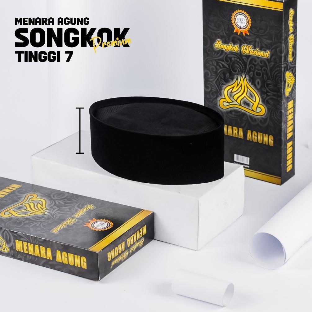 GARANSI Peci Songkok Hitam Ac Tinggi Pendek 7,8 ,9 cm Bahan Beludru Premium Ukuran Anak Dan Dewasa