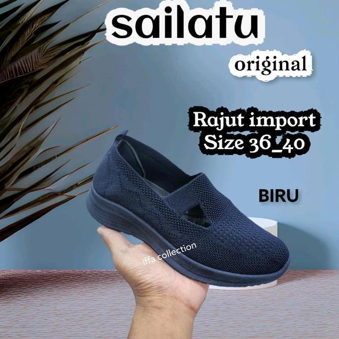 Shoes- Sepatu Rajut Import Sailatu L6 Sol W Terbaru Round Toe Nita